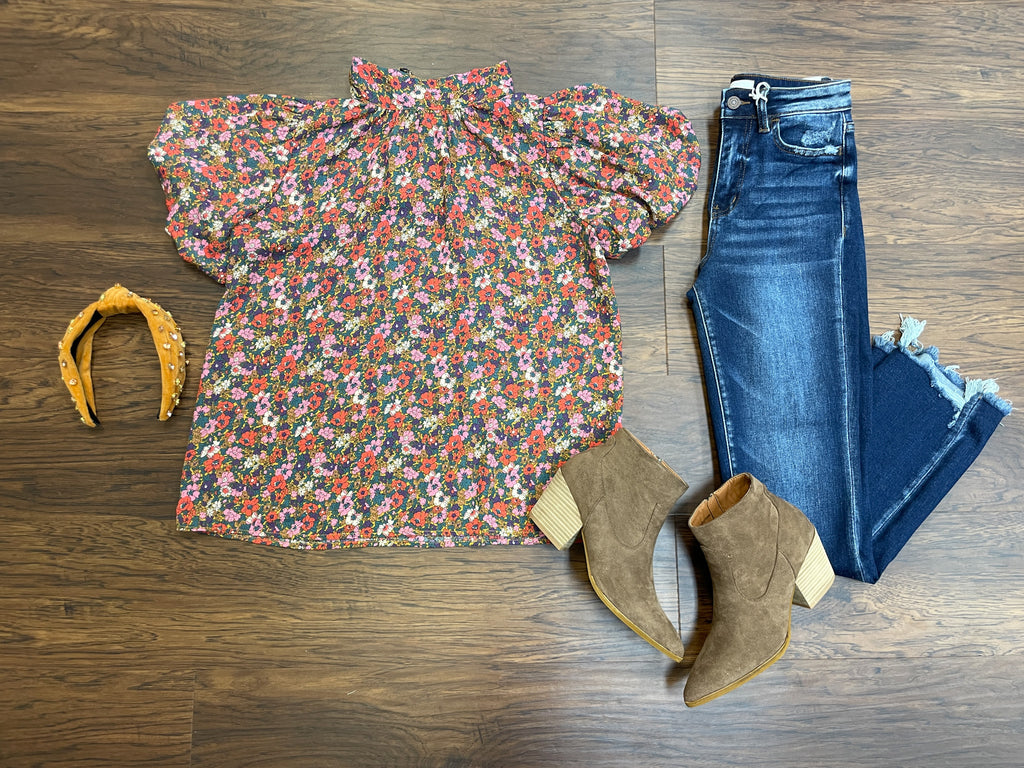 Take Me By the Hand Floral Top in Gold