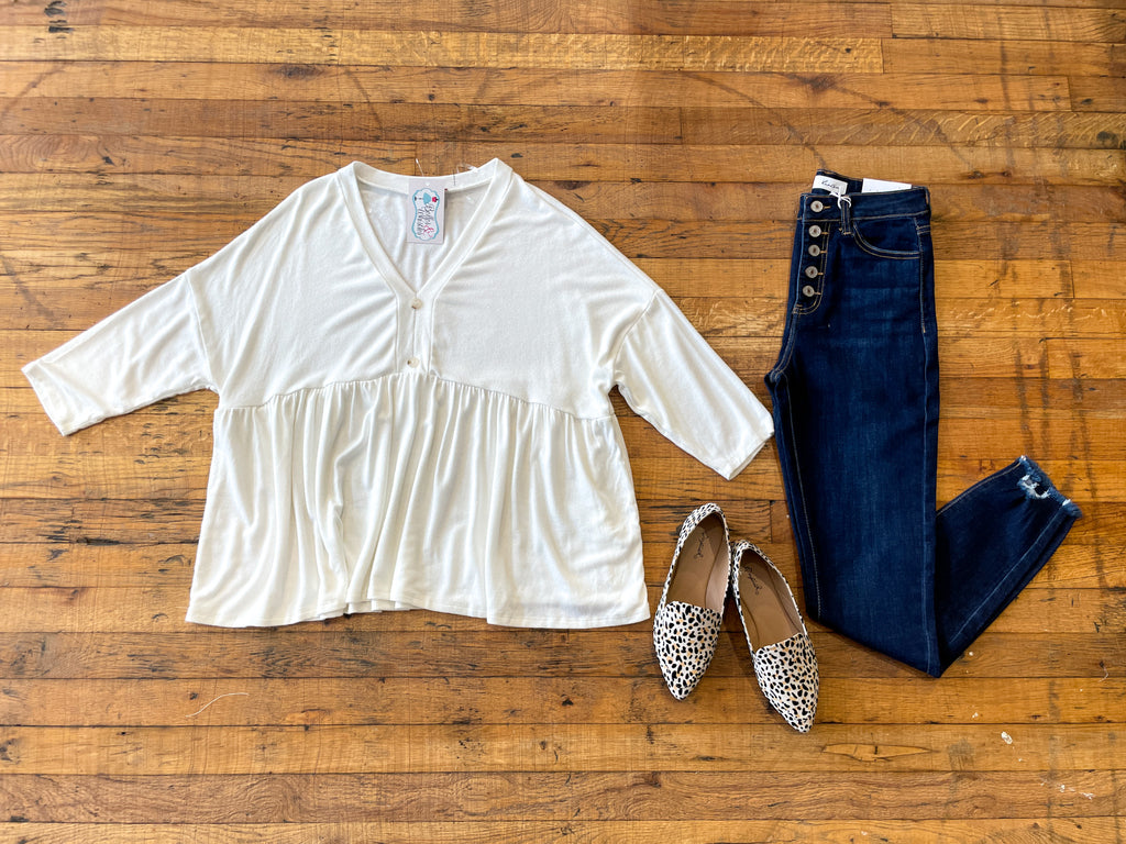 SALE! Ashlyn Peplum Top in White