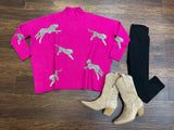 Feline Flair Sweater in Hot Pink