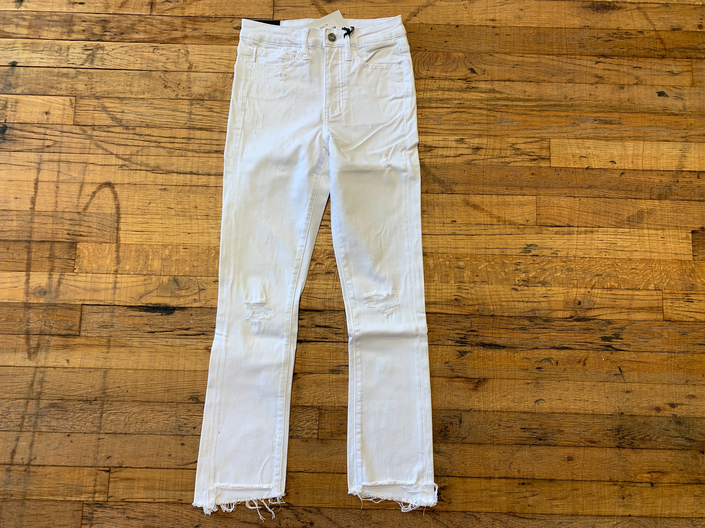 Asbury White Step Hem Jeans