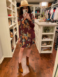 SALE! Greer Floral Dress in Dark Mauve