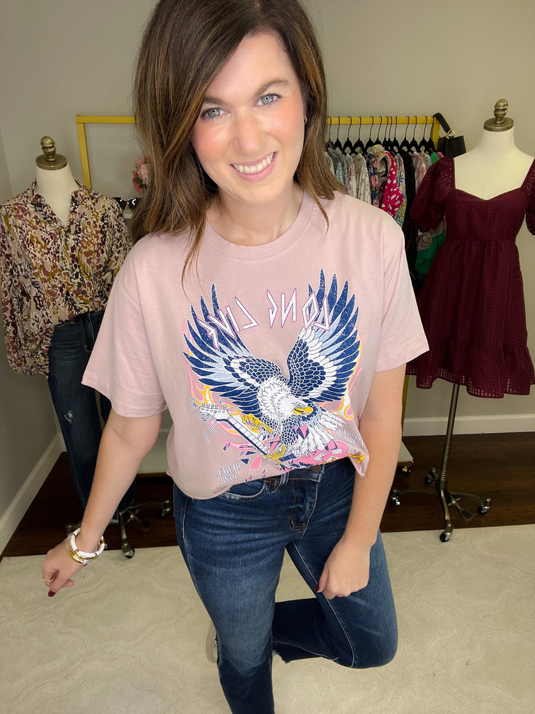 Long Live Rock 'N' Roll Cropped Tee in Rose