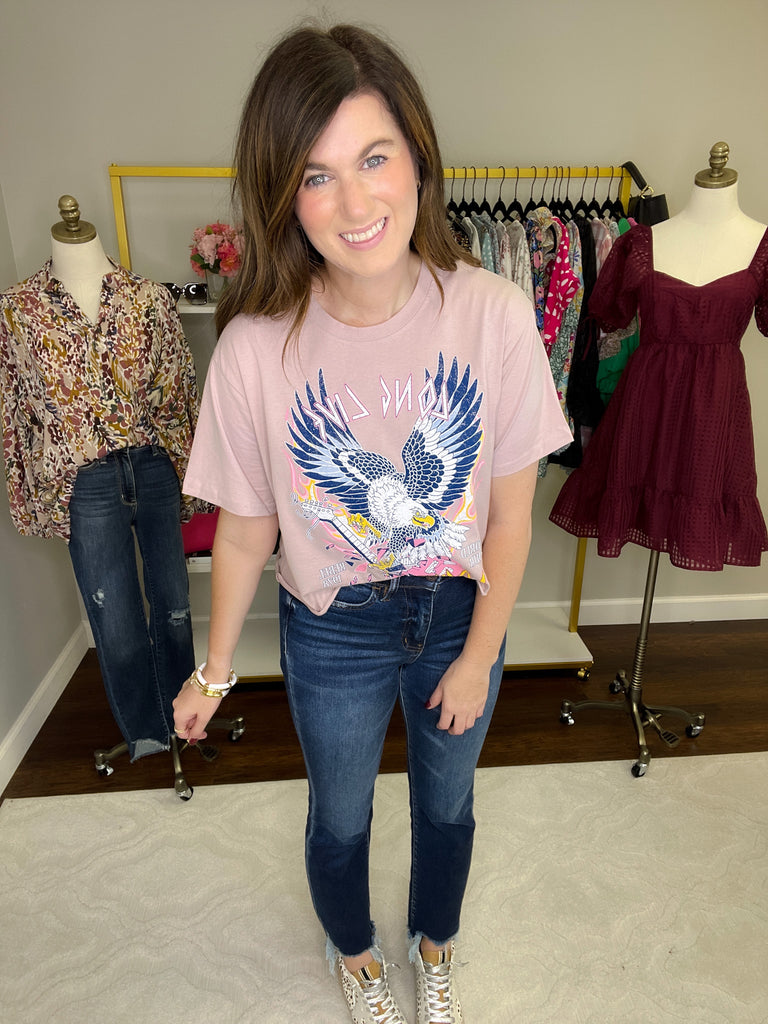Long Live Rock 'N' Roll Cropped Tee in Rose