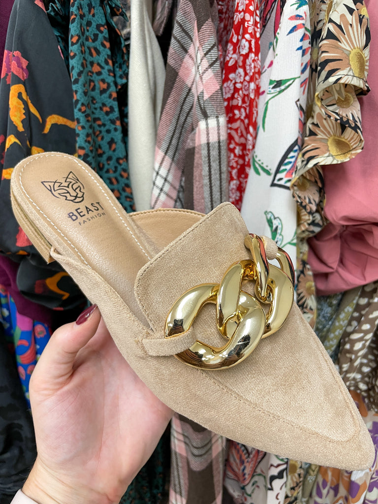 Fleur Mules in Taupe