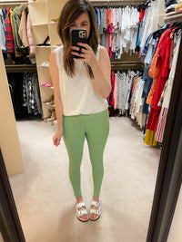 SALE! Mono B Tactel Textured Lines Leggings in Fair Green *Final Sale*
