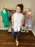 Teagan Tiered Tank in White