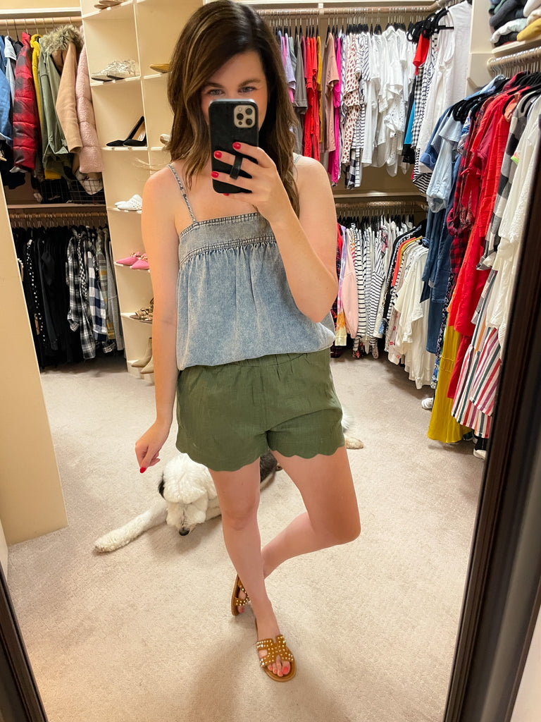 SALE! Sanibel Scallop Shorts in Olive *FINAL SALE*
