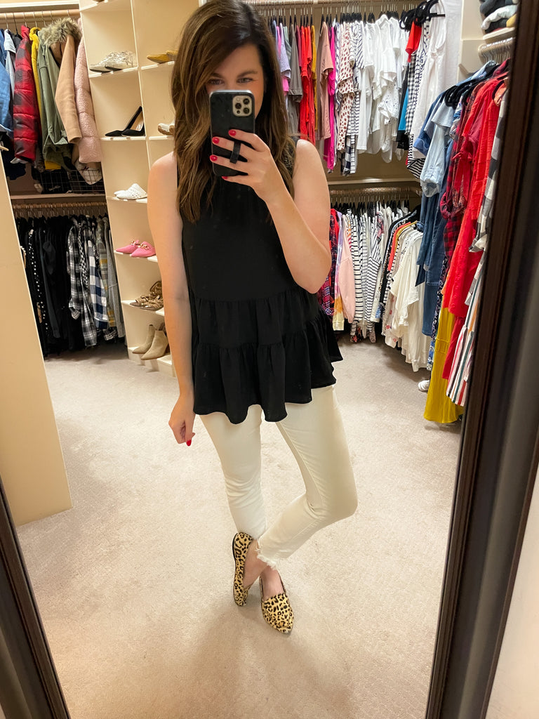 Teagan Tiered Tank in Black
