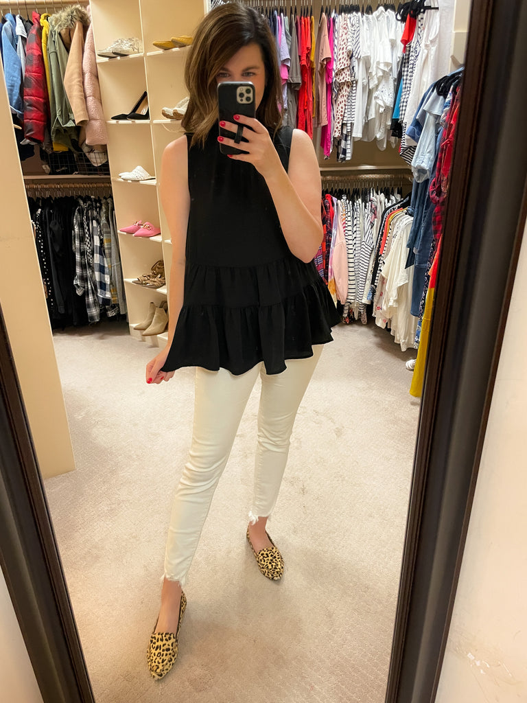 Teagan Tiered Tank in Black