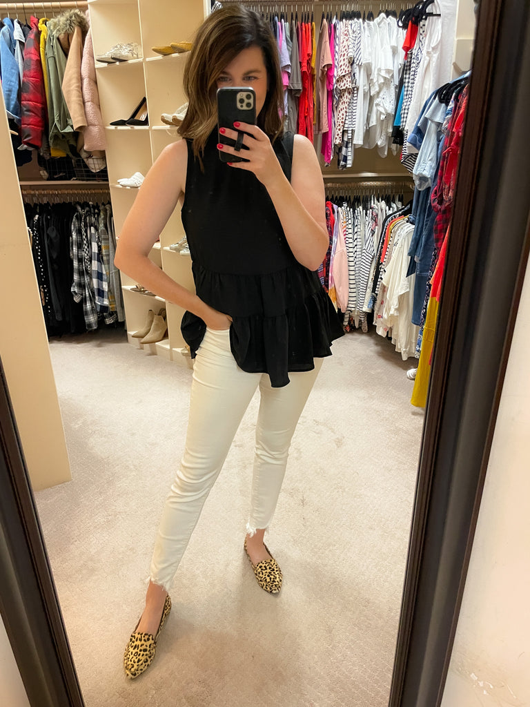 Teagan Tiered Tank in Black