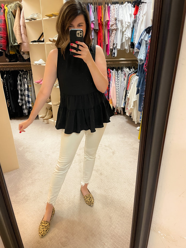 Teagan Tiered Tank in Black