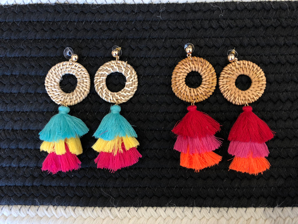 Luz Earrings in Mint and Red