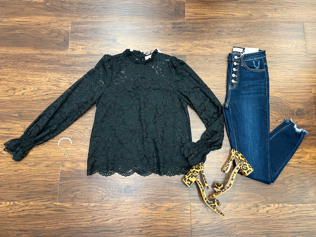 Finer Things Lace Top in Black