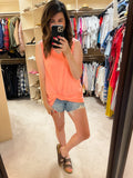 Twist and Shout Tank in Neon Coral