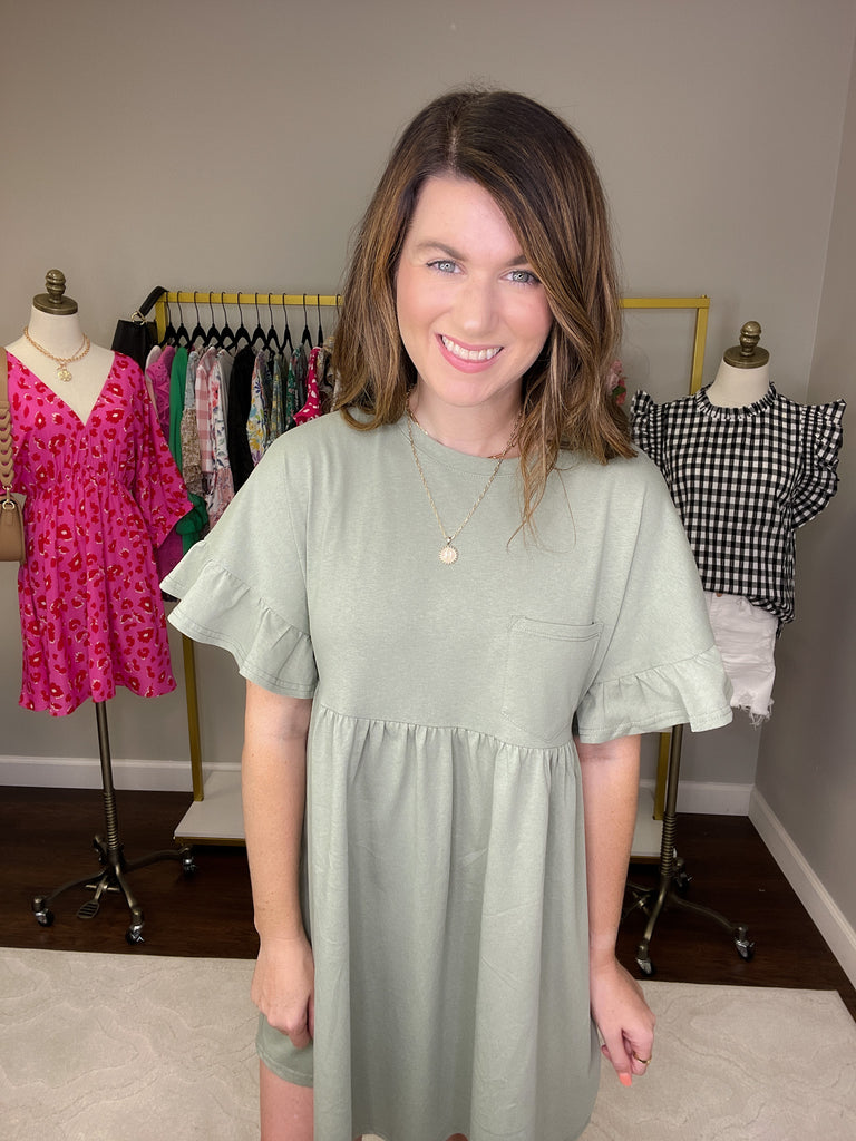 Sunshine Season Dress in Light Olive