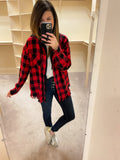 Lubbock Hooded Shacket in Red/Black