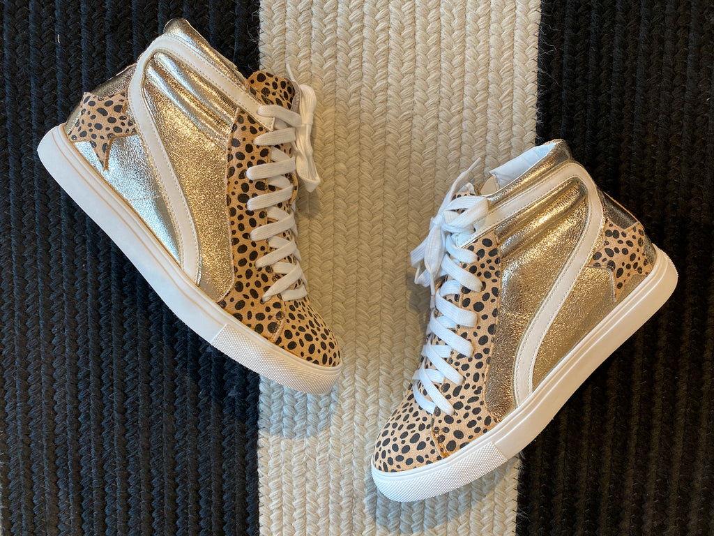 Lowell High Top Sneakers in Gold