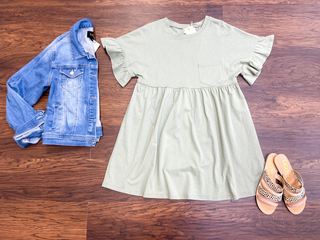 Sunshine Season Dress in Light Olive
