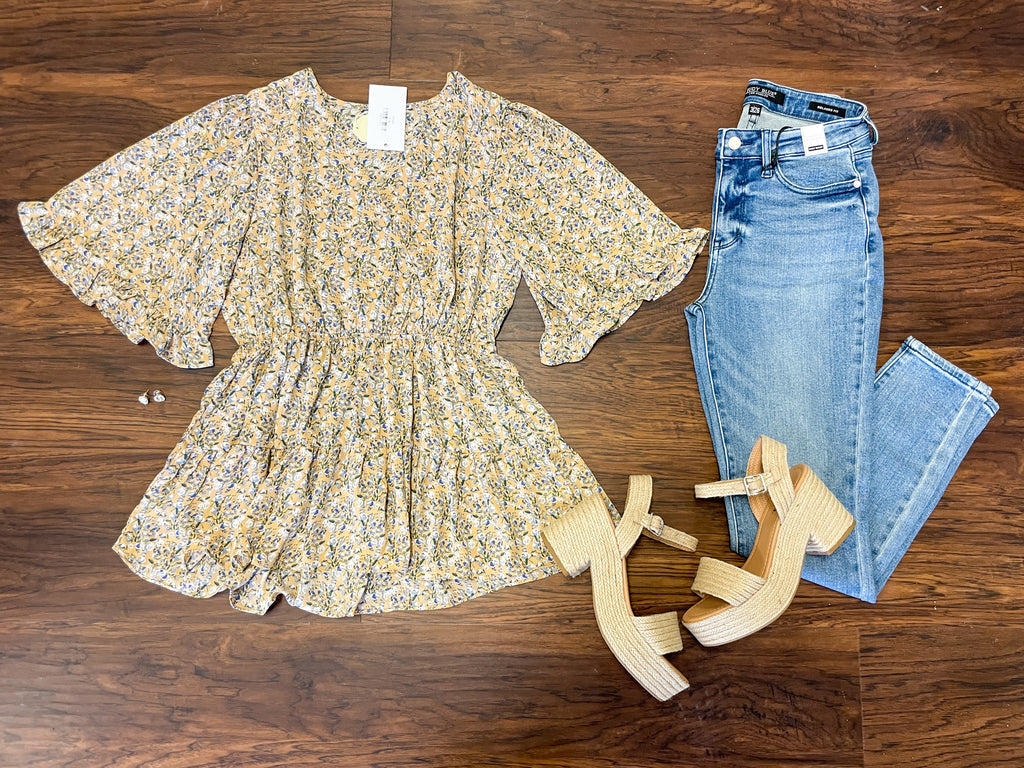 Honey Honey Floral Crossover Top