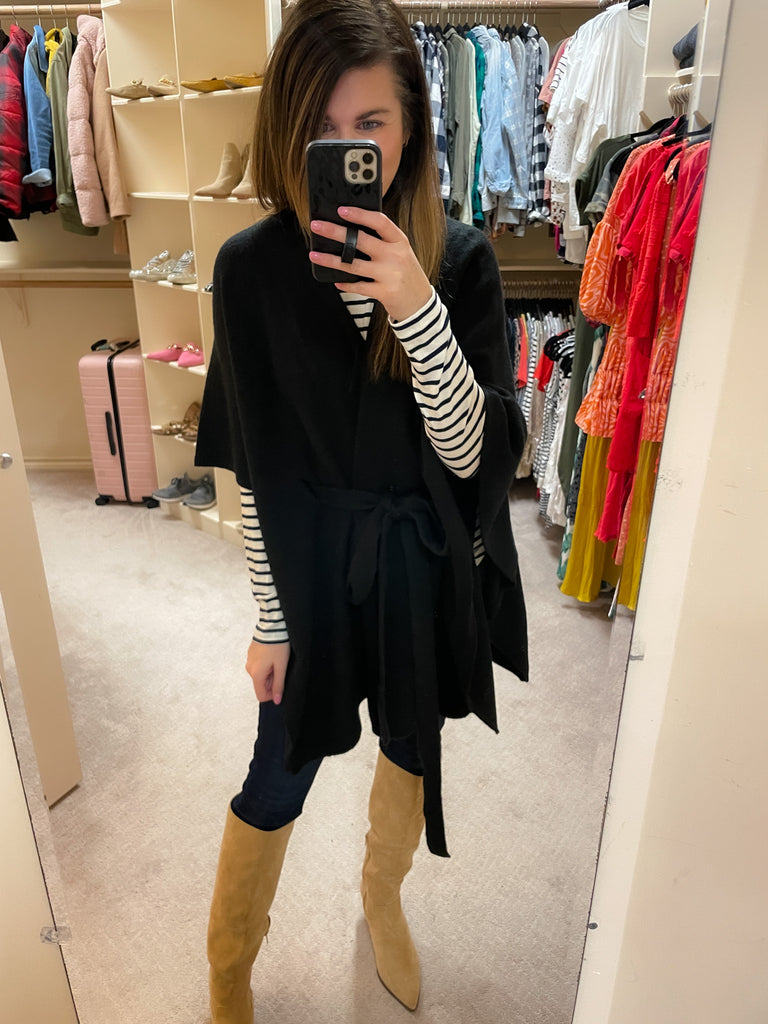 Upper East Side Belted Poncho Cardigan
