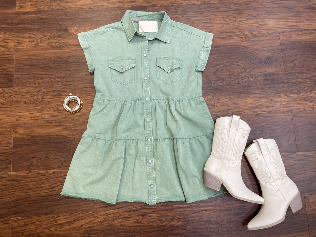 Gone Country Dress in Seafoam