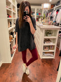 *BELLES & DOORBUSTER* Moto Leggings in Burgundy