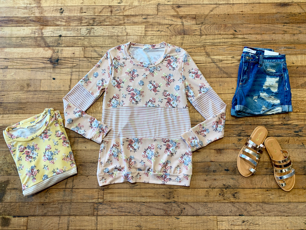 SALE! Tandi Floral Top in Yellow and Pink