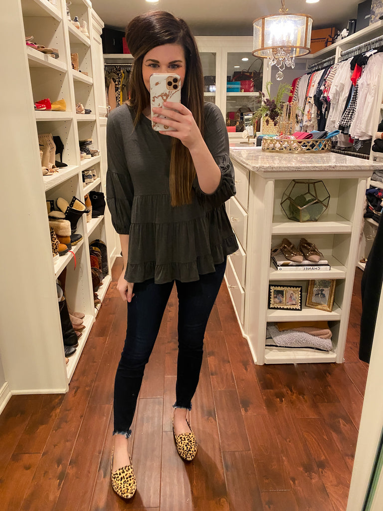 SALE! Tinley Layered Top in Charcoal and Magenta