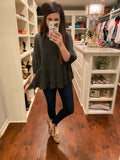 SALE! Tinley Layered Top in Charcoal and Magenta