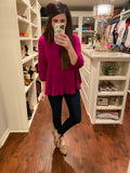SALE! Tinley Layered Top in Charcoal and Magenta