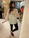 Through the Window Grid Print Top in Off White