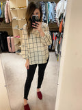 Through the Window Grid Print Top in Off White