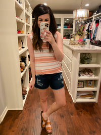 SALE! Kaylee Striped Tank in Black and Dark Pink *Final Sale*