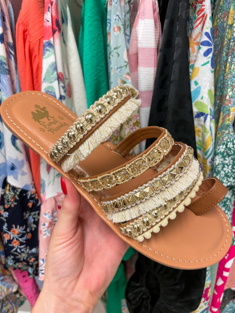 Boho Camel Sandals in Champagne