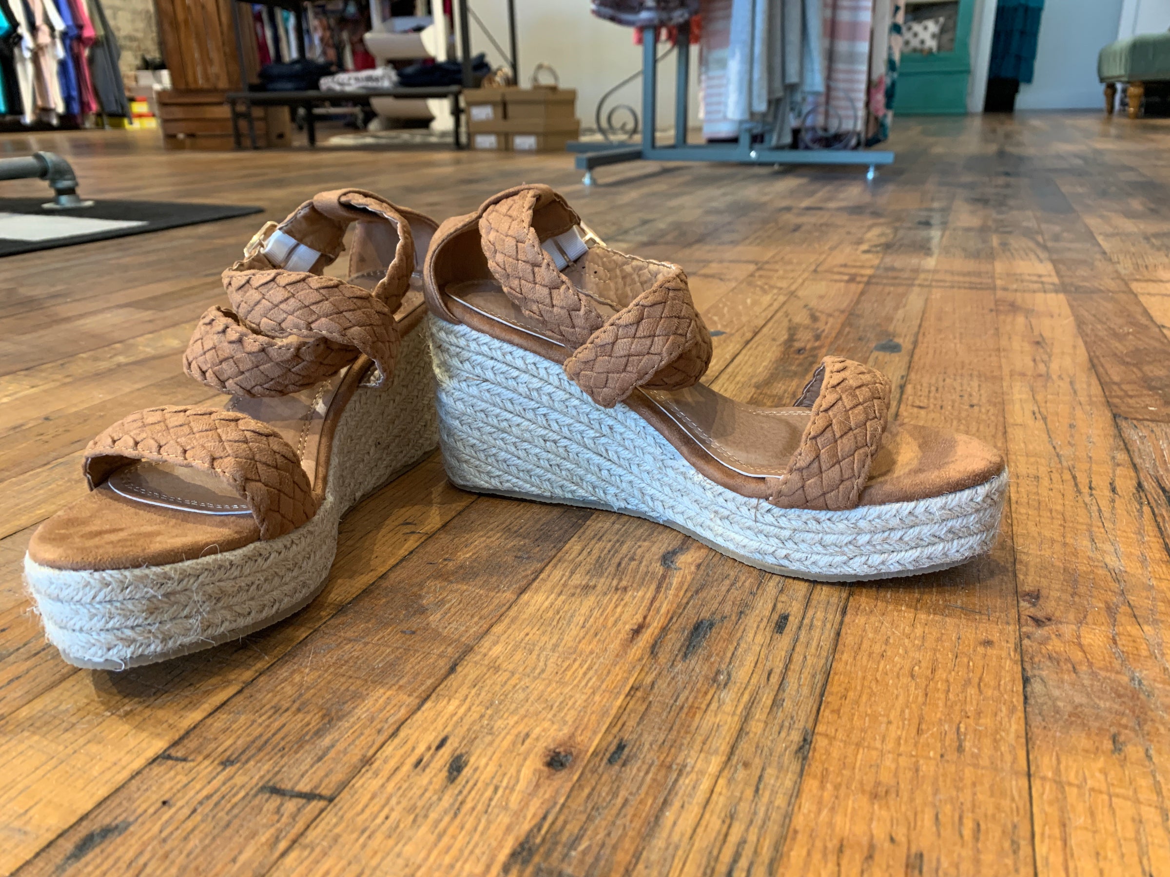 Mason Espadrille Wedges in Tan
