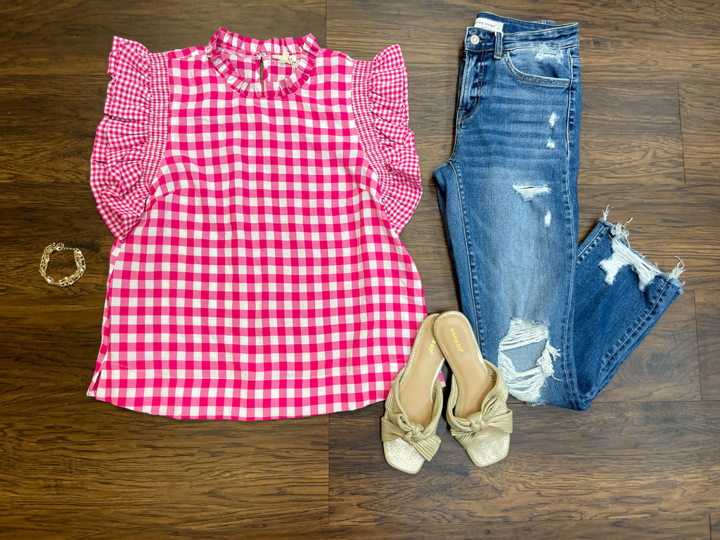 Perfect Day for a Picnic Top in Hot Pink