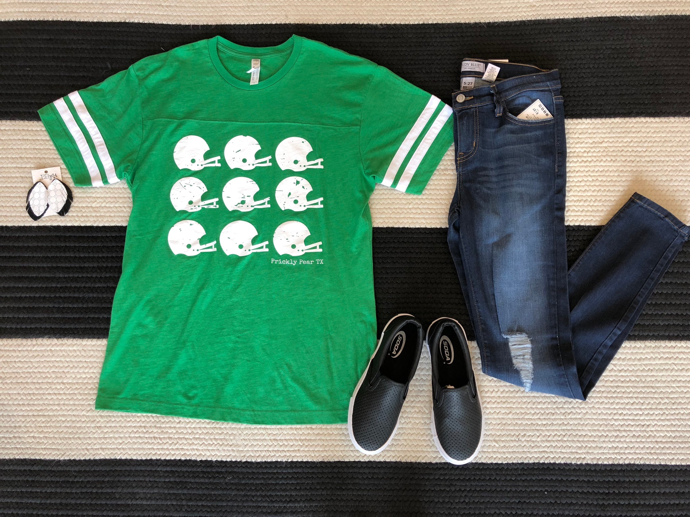 SALE!  Helmet Ringer Tee in Green *Final Sale*