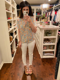 SALE! Remi Floral Top in Mint *Final Sale*