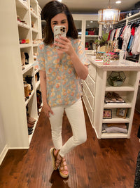 SALE! Remi Floral Top in Mint *Final Sale*