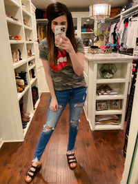 SALE! Sequin Lips Top in Camo *Final Sale*