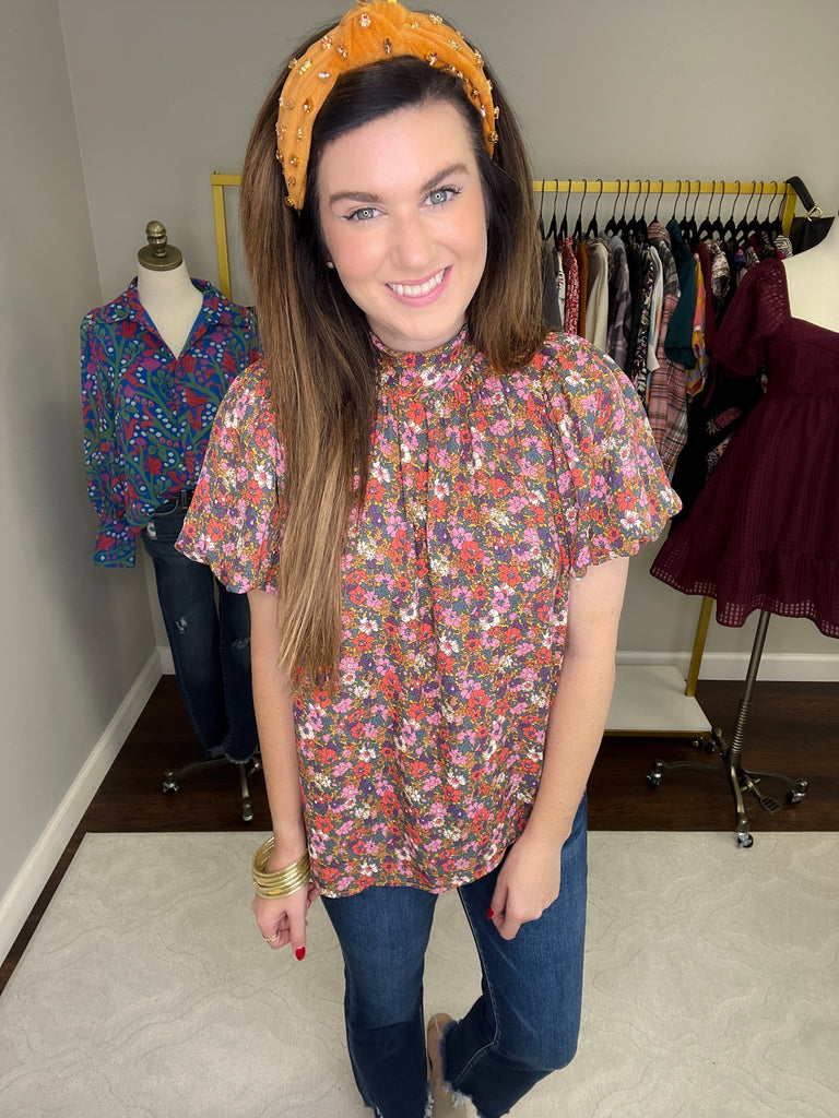 Take Me By the Hand Floral Top in Gold