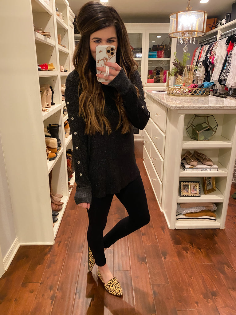 Bennett Button Top in Black