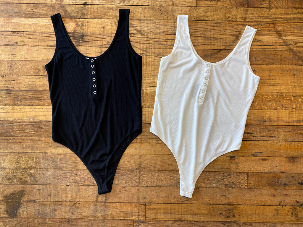 SALE! Ribbed Bodysuit in Black and White
