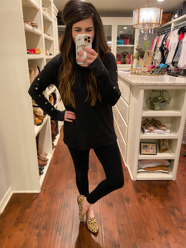 Bennett Button Top in Black