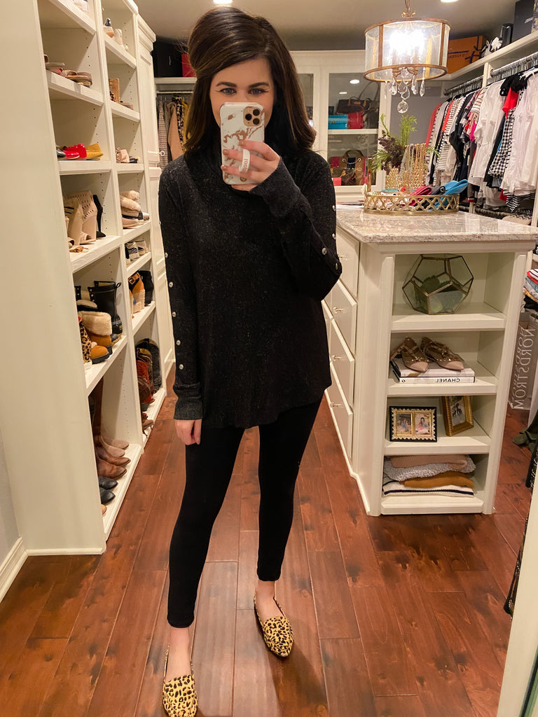 Bennett Button Top in Black