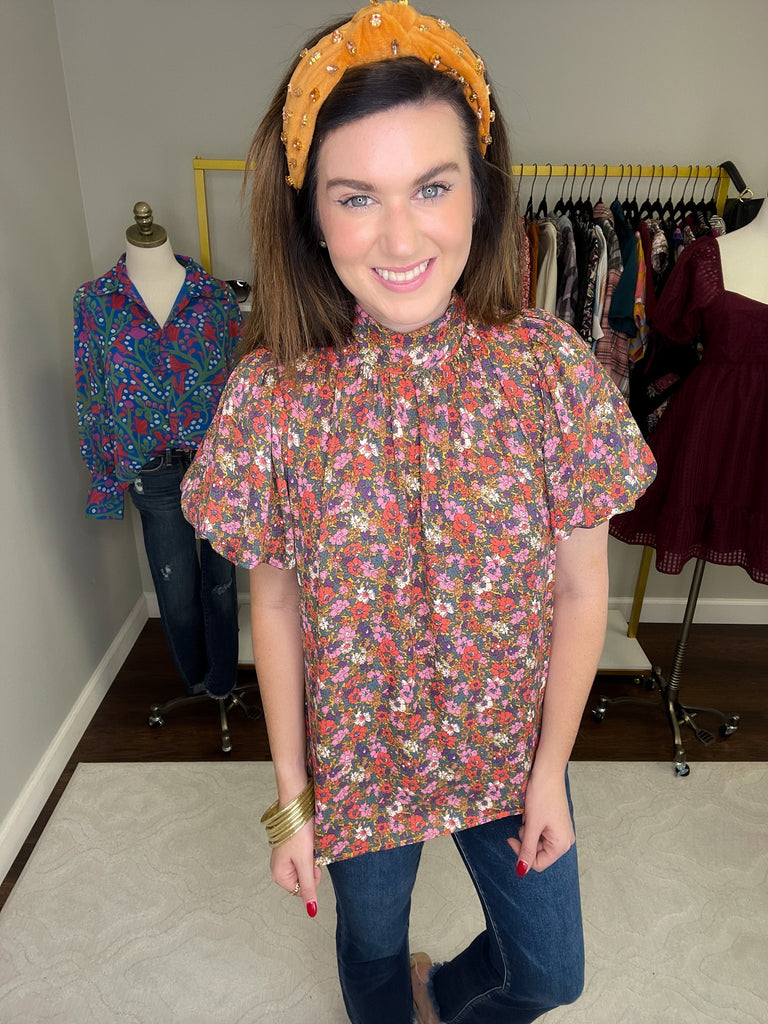 Take Me By the Hand Floral Top in Gold