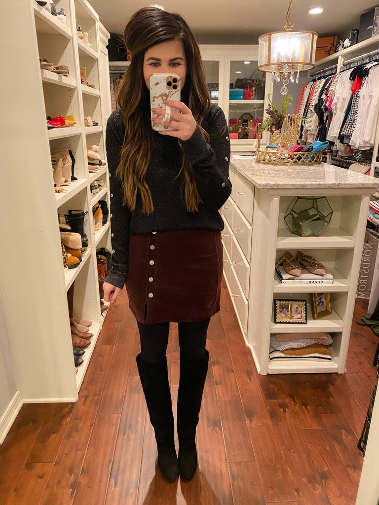 Bennett Button Top in Black