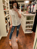 True Satin Button Down in White