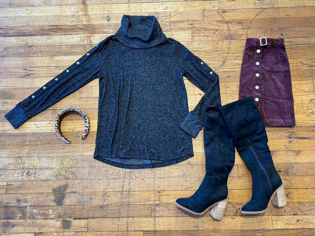 Bennett Button Top in Black