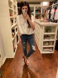 True Satin Button Down in White